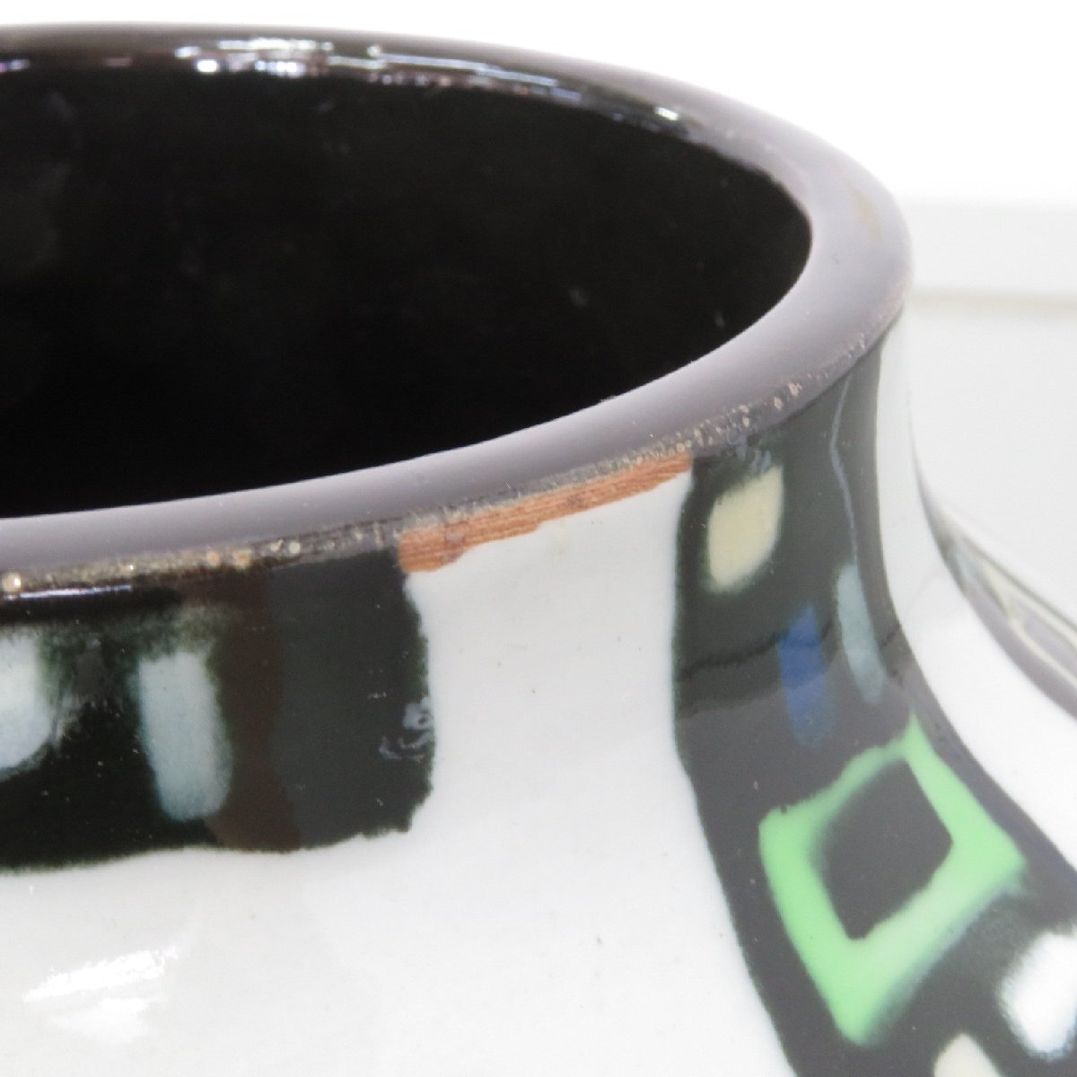 花瓶 モザイク 幾何学 個性的 アート 芸術 ツボ 壺 インテリア モダン おしゃれ リビング YH18986 中古オフィス家具_画像5