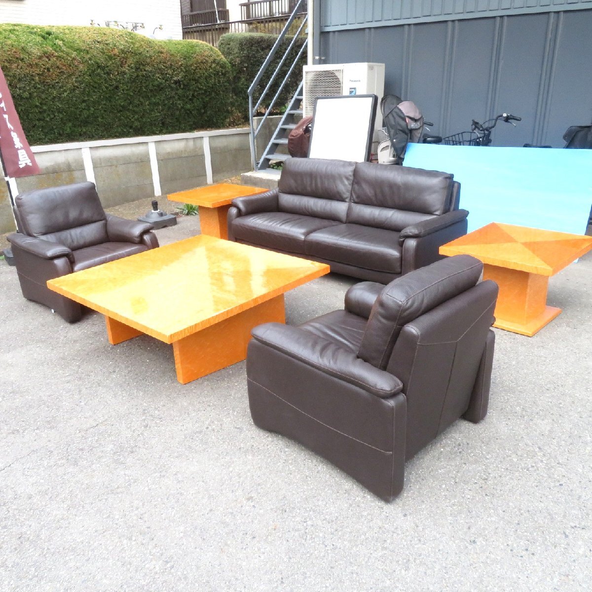 大塚家具 iDC 応接ソファセット 4点セット ブラック ソファ テーブル スプレンダー エグゼクティブ 高級 AG17269 中古家具_画像1