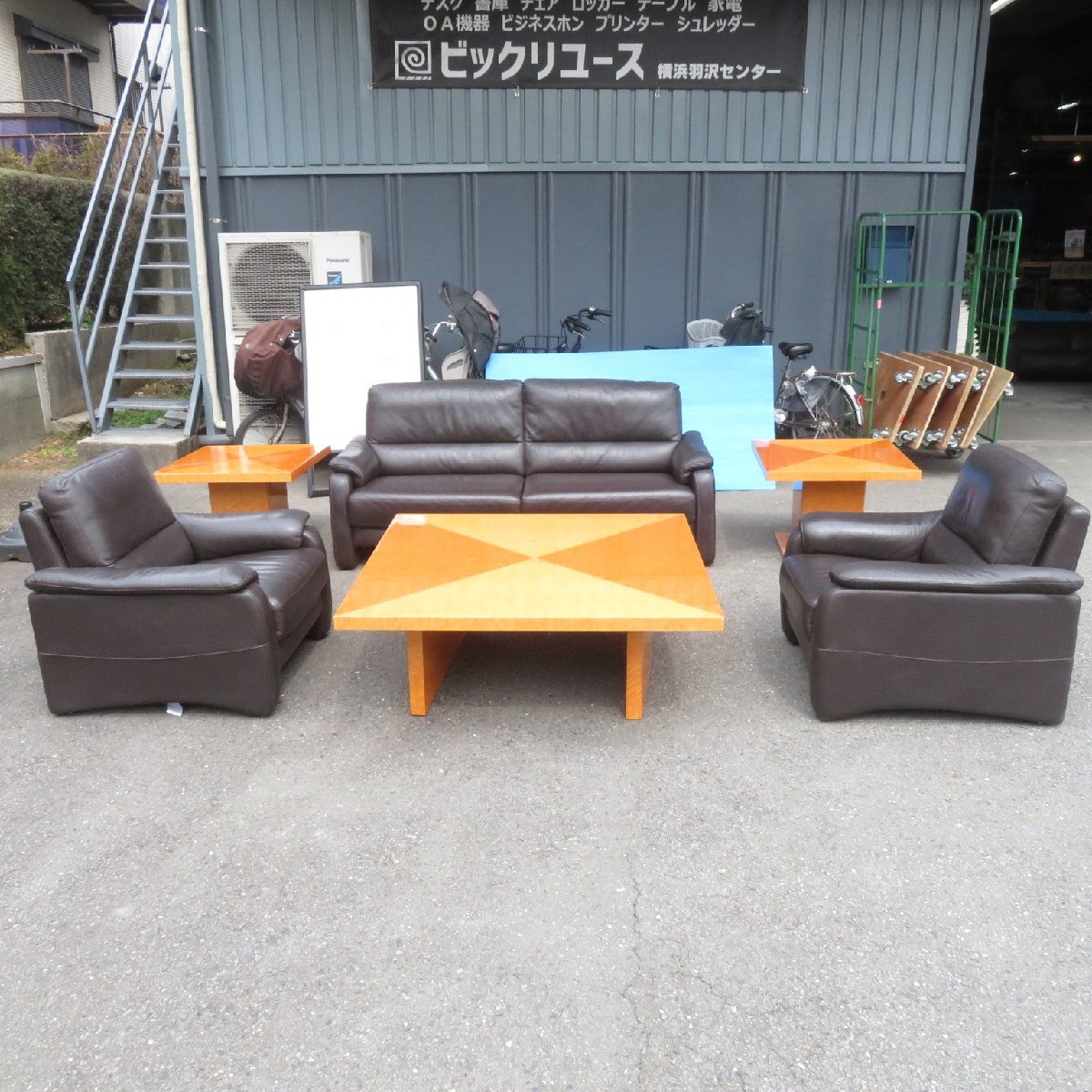 大塚家具 iDC 応接ソファセット 4点セット ブラック ソファ テーブル スプレンダー エグゼクティブ 高級 AG17269 中古家具_画像2