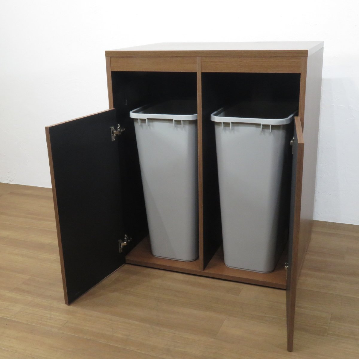 オフィスコム トラッシュユニット ウッド ダストボックス ごみ箱 分別 ゴミ箱収納用カウンター ゴミ箱2個セット AG19573 中古オフィス家具_画像4
