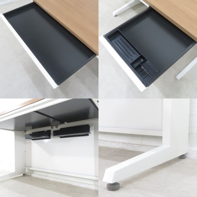 オカムラ アドバンス 平デスク 3V144P MK38 W1200 D600 木目 ホワイト オフィスデスク 引出し アウトレット YH16770-1 中古オフィス家具_画像5