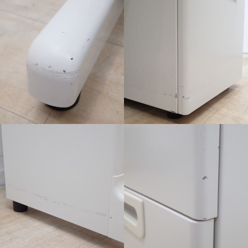 プラス 片袖デスク RY-127HN WS ホワイト 鍵付き W1200 事務机 オフィスデスク 引き出し 収納 配線口 L字脚 KK19658 中古オフィス家具_画像10