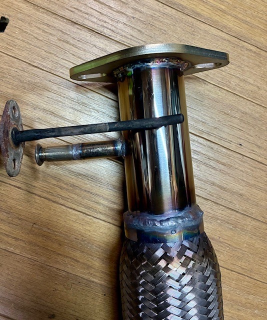 ★★クラウン MS110 鬼クラ フレキシブル触媒ストレートパイプ オールステンレス製 センサー取り付け可能 1Gエンジン タコ足保護 角度調整_画像3