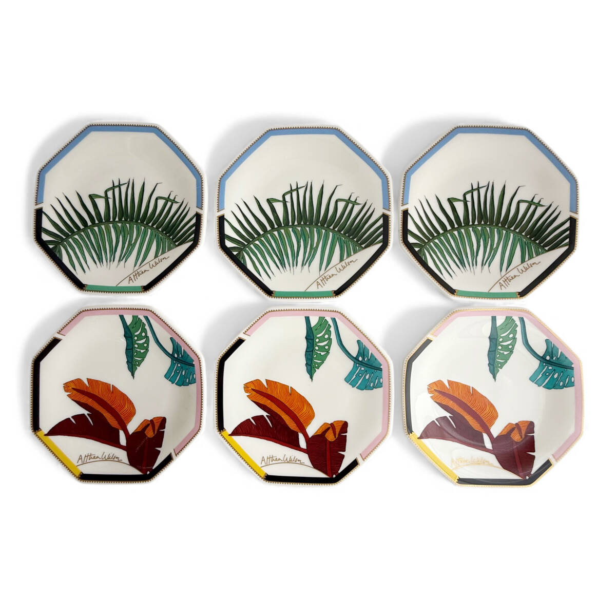 M7-1569 資生堂 1992年花椿CLUB 感謝品 コーヒーカップ＆ソーサ―6客 アルシア・ウィルソン 楽園 ワイヤーラック付_画像6