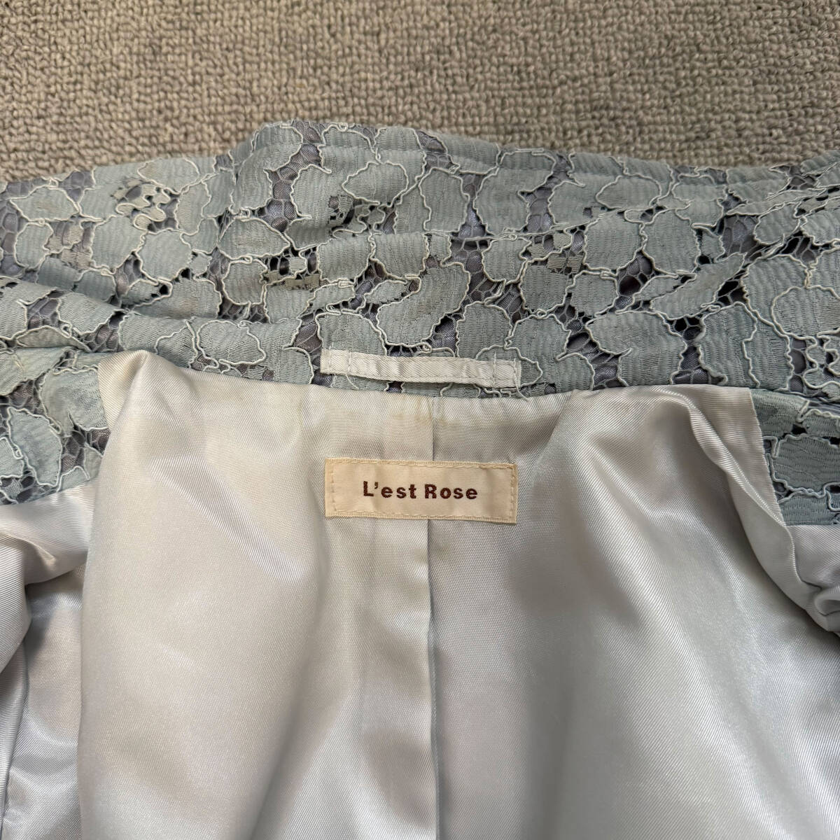 M7-1716 L'est Rose レストローズ 花柄 コート 水色_画像4