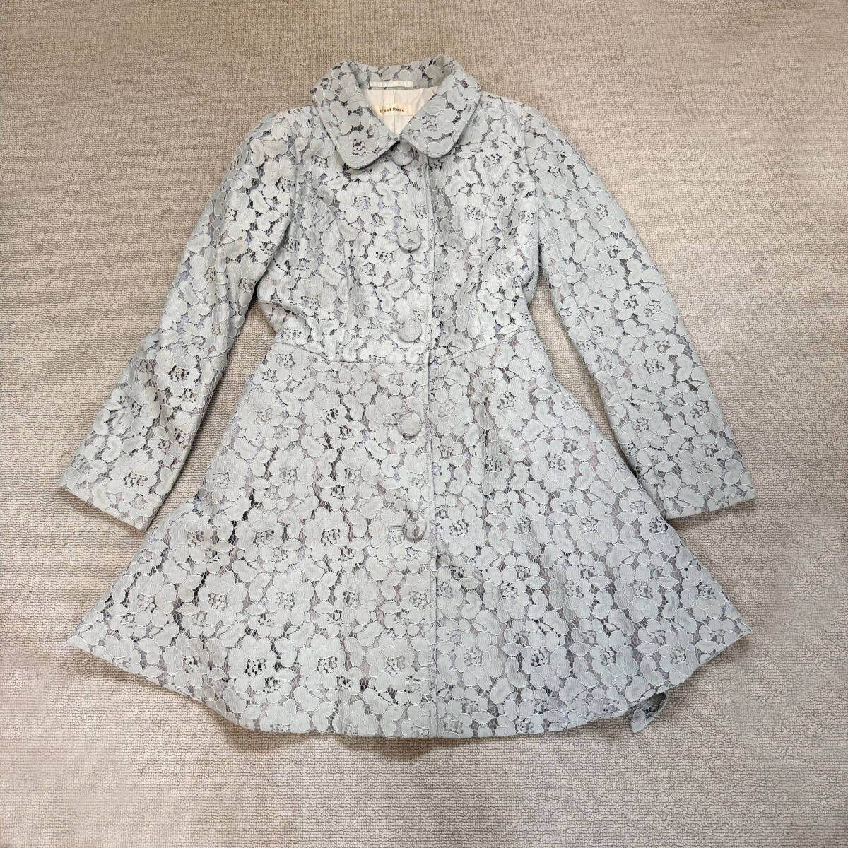 M7-1716 L'est Rose レストローズ 花柄 コート 水色_画像6