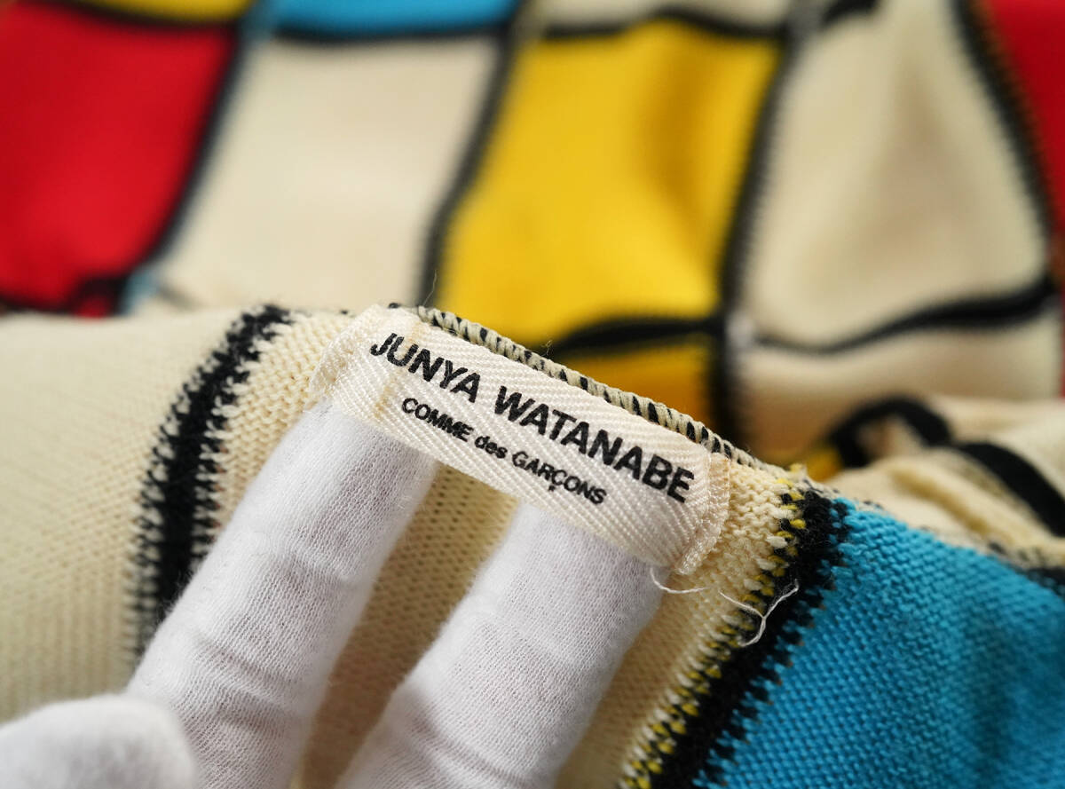「 AD2001 01AW JUNYA WATANABE COMME des GARCONS モンドリアン柄 タートルネックニット 」ジュンヤワタナベ レディース JC-N006_画像8