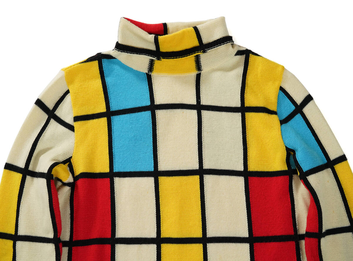 「 AD2001 01AW JUNYA WATANABE COMME des GARCONS モンドリアン柄 タートルネックニット 」ジュンヤワタナベ レディース JC-N006_画像3
