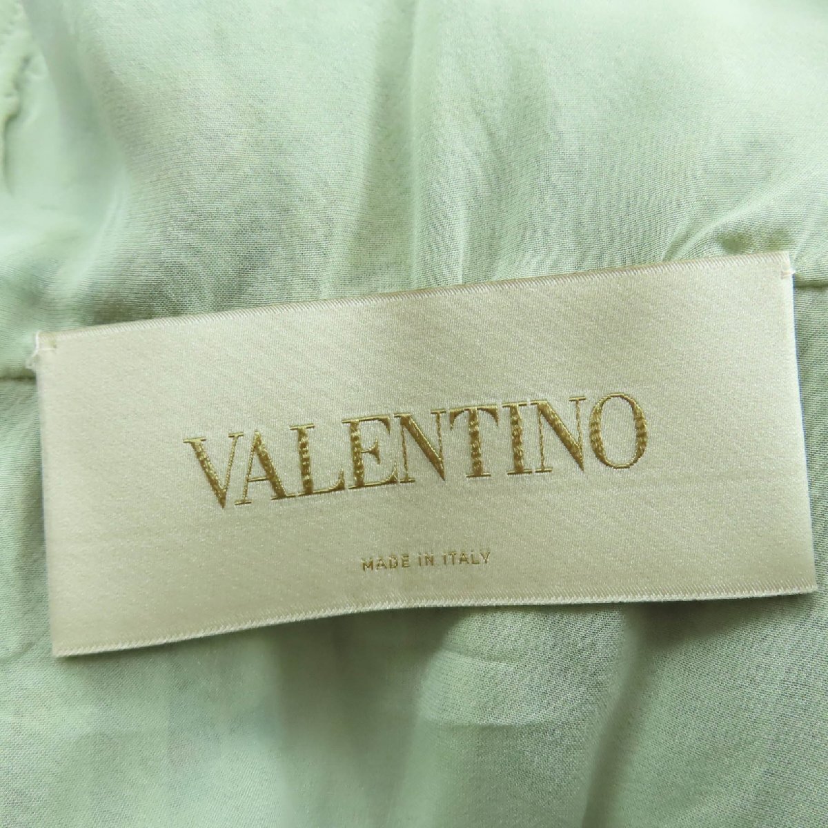 極美品☆VALENTINO ヴァレンティノ シルク100％ フラワーデザイン レース切り替え プリーツ ワンピース グリーン系 38 イタリア製 正規品_画像4