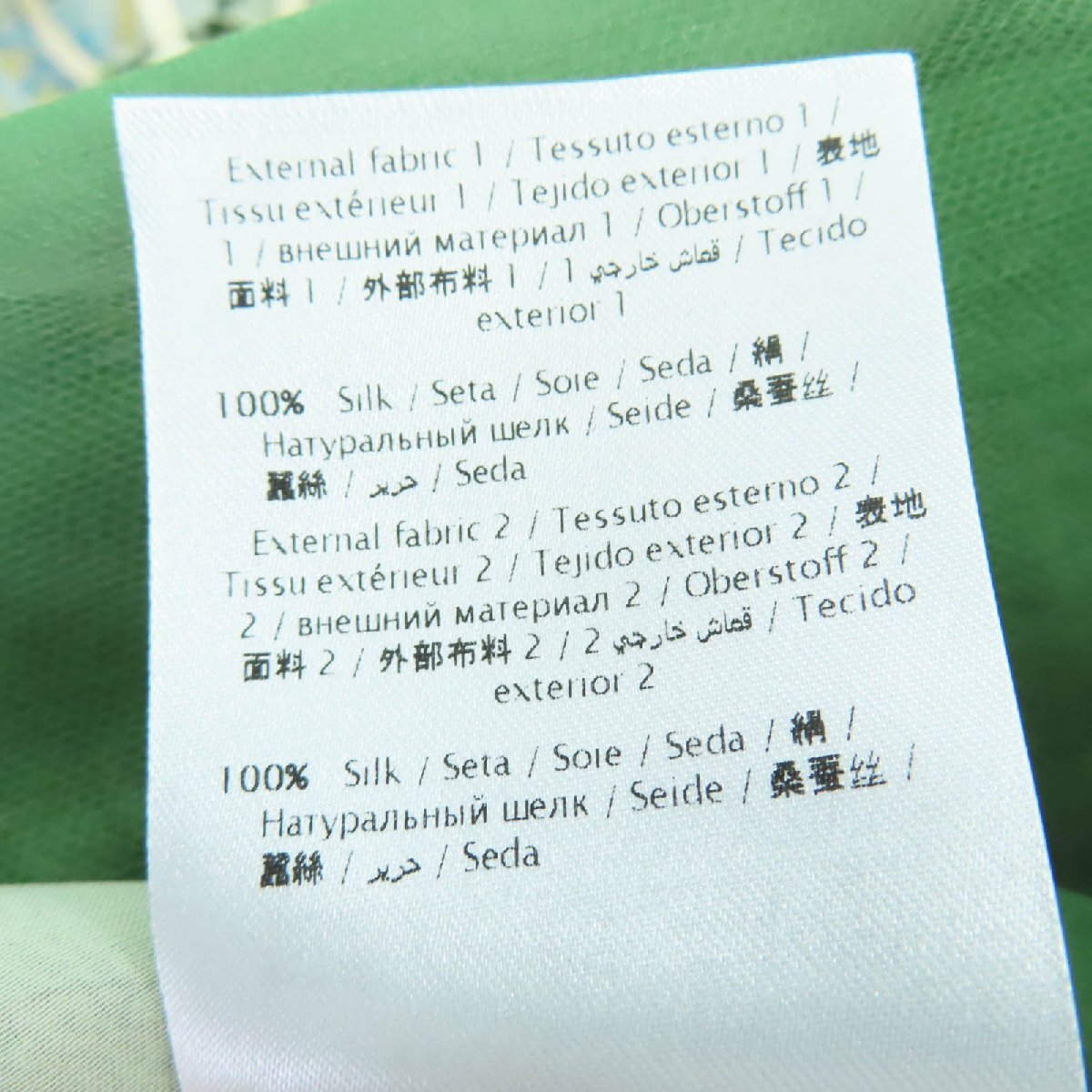 極美品☆VALENTINO ヴァレンティノ シルク100％ フラワーデザイン レース切り替え プリーツ ワンピース グリーン系 38 イタリア製 正規品_画像6