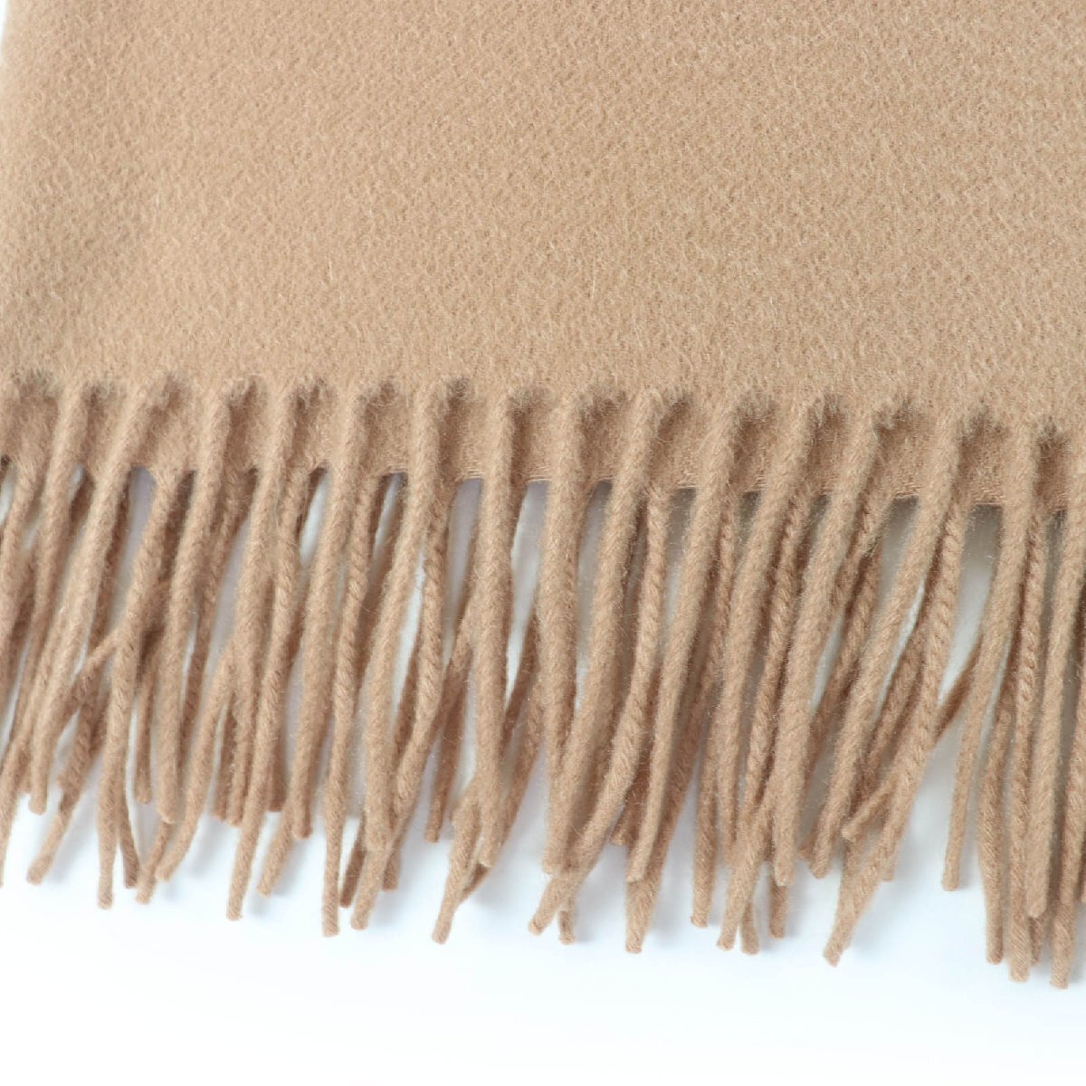 良品☆HERMES エルメス カシミヤ100％ ロゴ刺繍入り フリンジ付 超大判ストール マフラー ショール ブラウン レディース_画像7