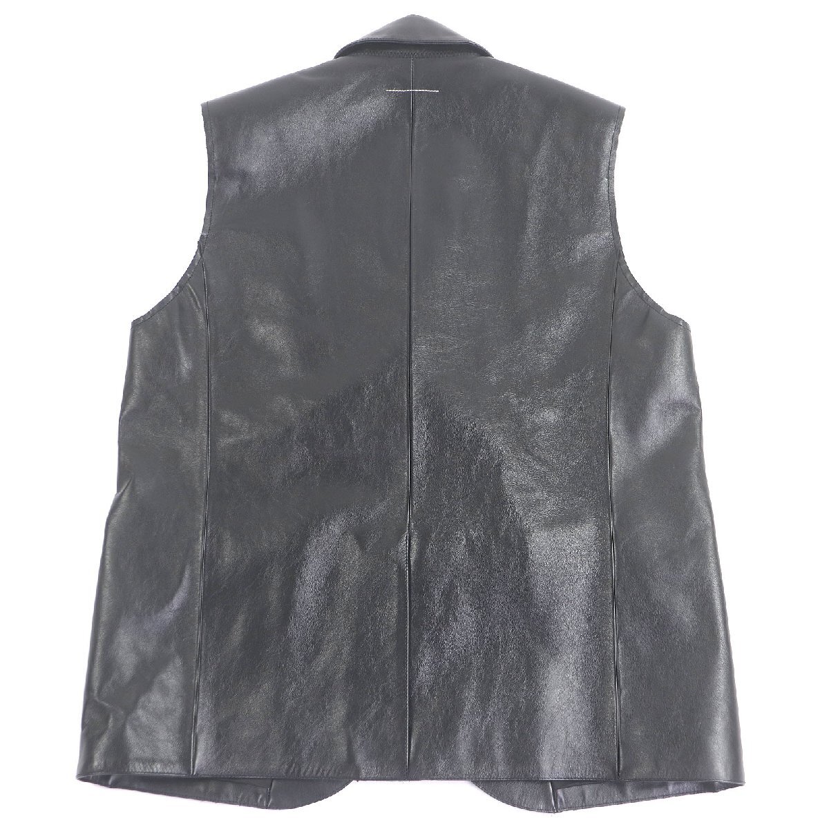 極美品□MM6 Maison Margiela エムエムシックス メゾンマルジェラ 23SS S52FB0076 羊革 レザーベスト ジレ 黒 44 イタリア製 正規品_画像4