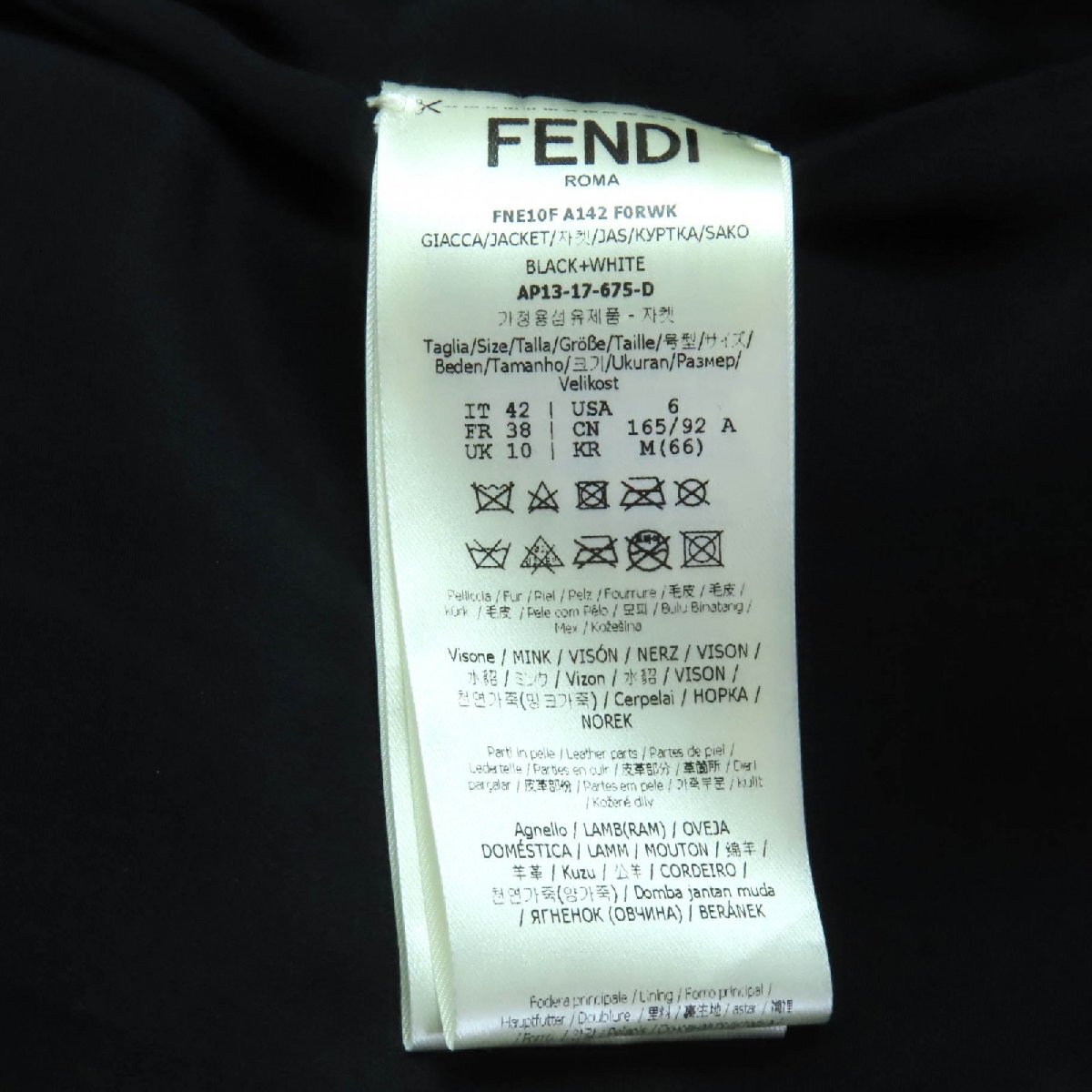  превосходный товар *FENDI Fendi 2017 год производства FNE10F норка поддельный жемчуг есть кожа используя жакет 42 сделано в Италии вешалка *ga- men to есть стандартный товар 