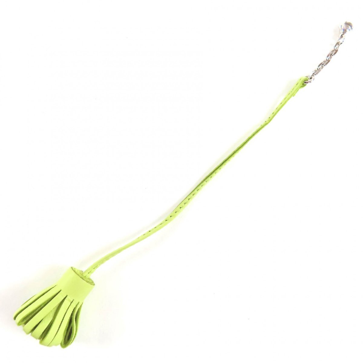 未使用品◇HERMES エルメス カルメンチータ レザー シルバー金具 ポンポン ブックマーク バッグチャーム ライトグリーン系 箱付き_画像3