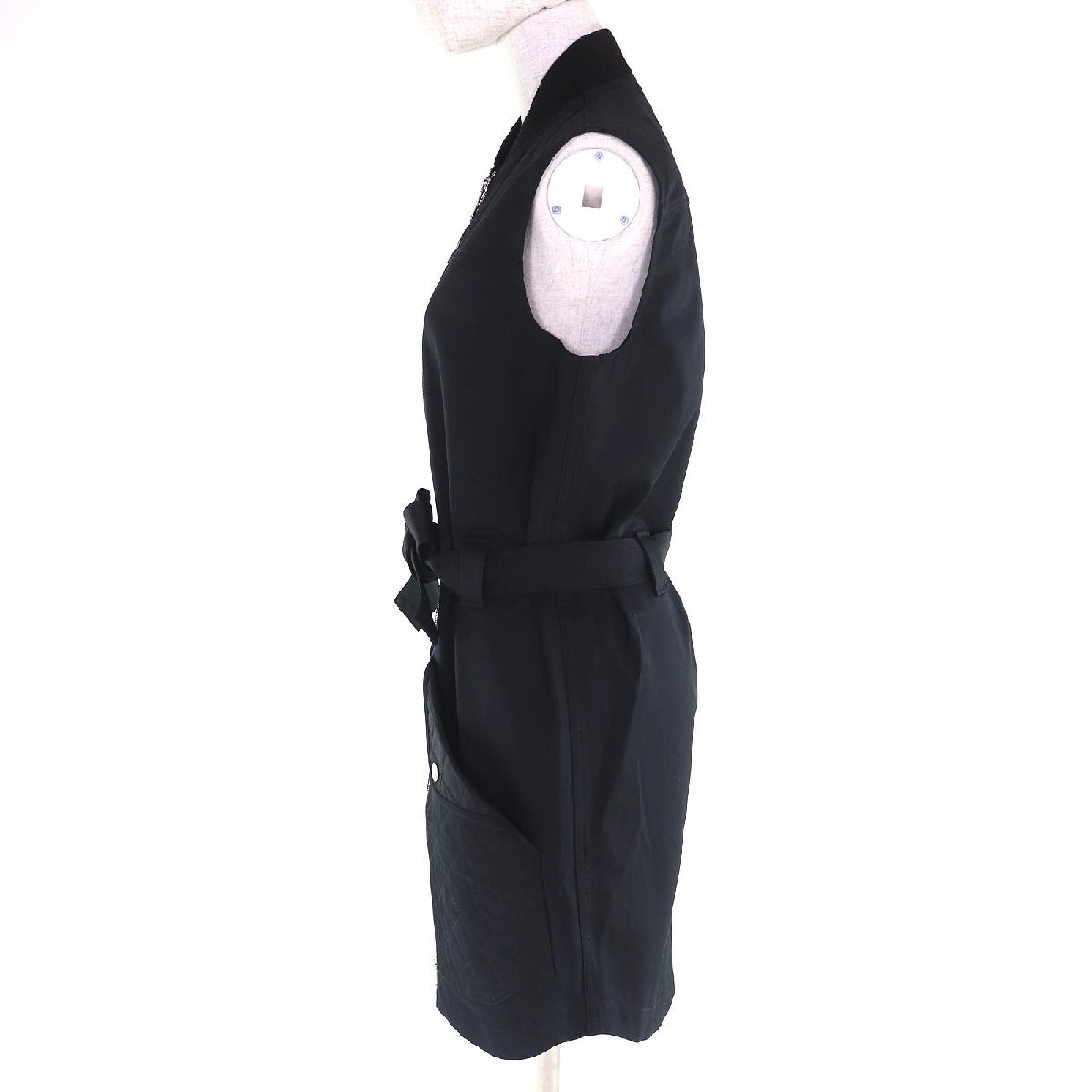 未使用品△HERMES エルメス 25SS 5E0552DQ コットン100% セリエボタン エケストルディール ZIP UP ノースリーブ ワンピース ブラック 34_画像2