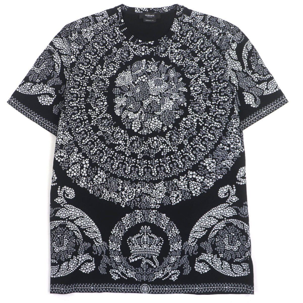 極美品▼VERSACE ヴェルサーチ 2022年製 108969 コットン MITCHEL FIT バロック クルーネック ショートスリーブ 半袖Ｔシャツ XS メンズ_画像1