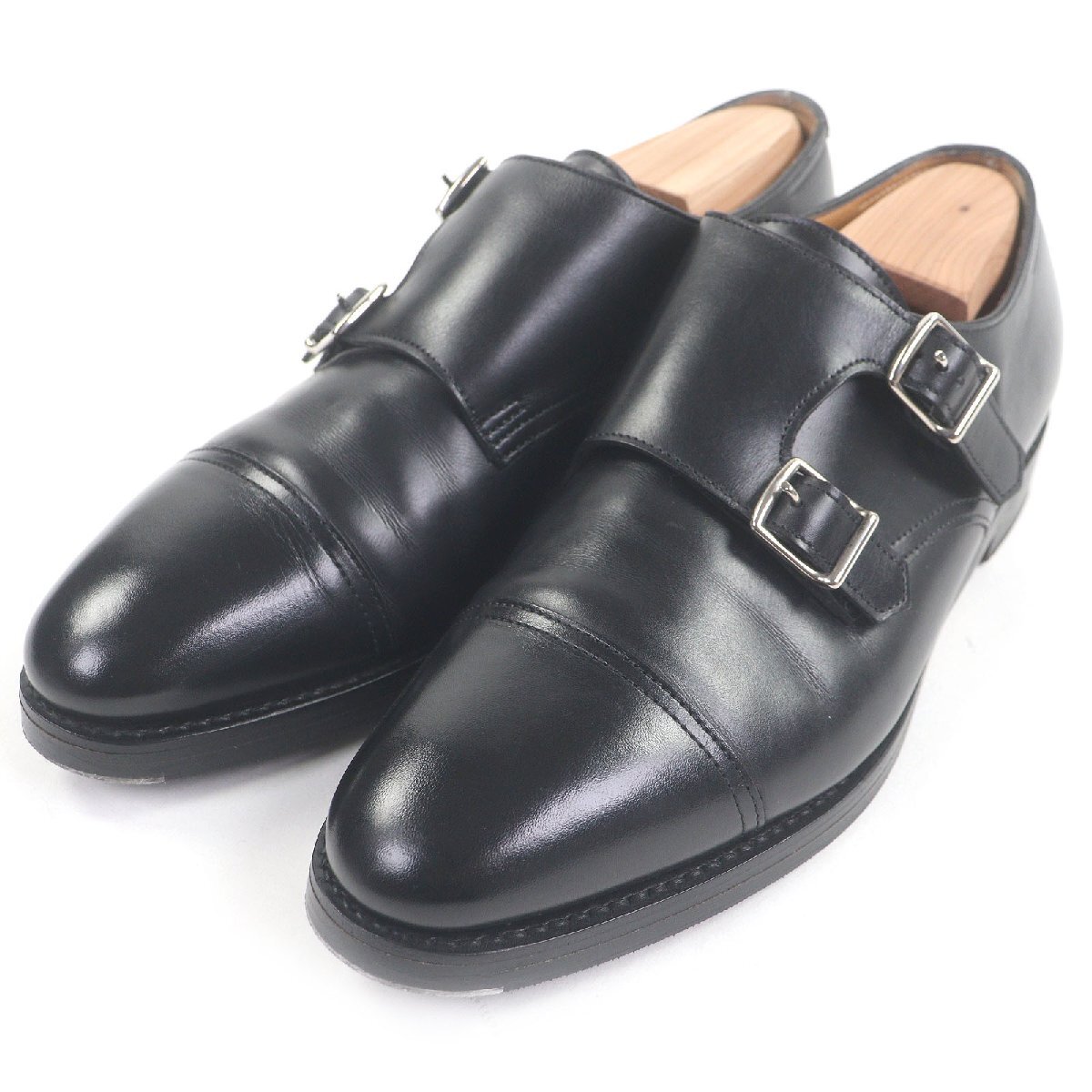 【ドンドン見直し】良品□John Lobb ジョンロブ WILLIAM レザー 9795ラスト ダブルモンクストラップ ドレスシューズ 黒 5.5 英国製_画像1