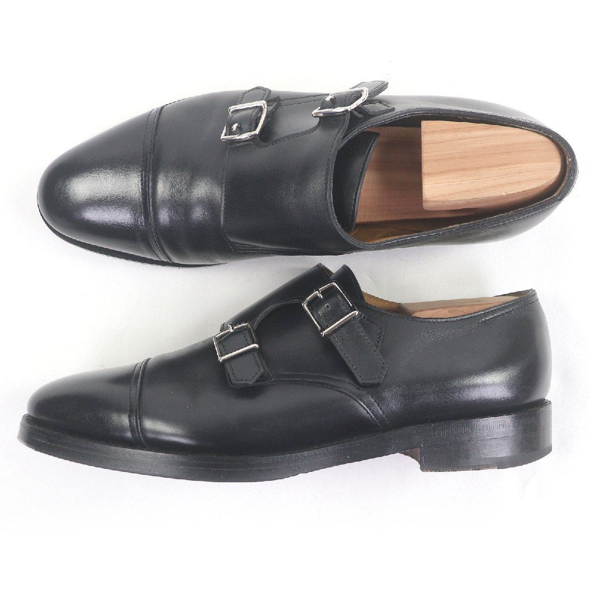 【ドンドン見直し】良品□John Lobb ジョンロブ WILLIAM レザー 9795ラスト ダブルモンクストラップ ドレスシューズ 黒 5.5 英国製_画像4