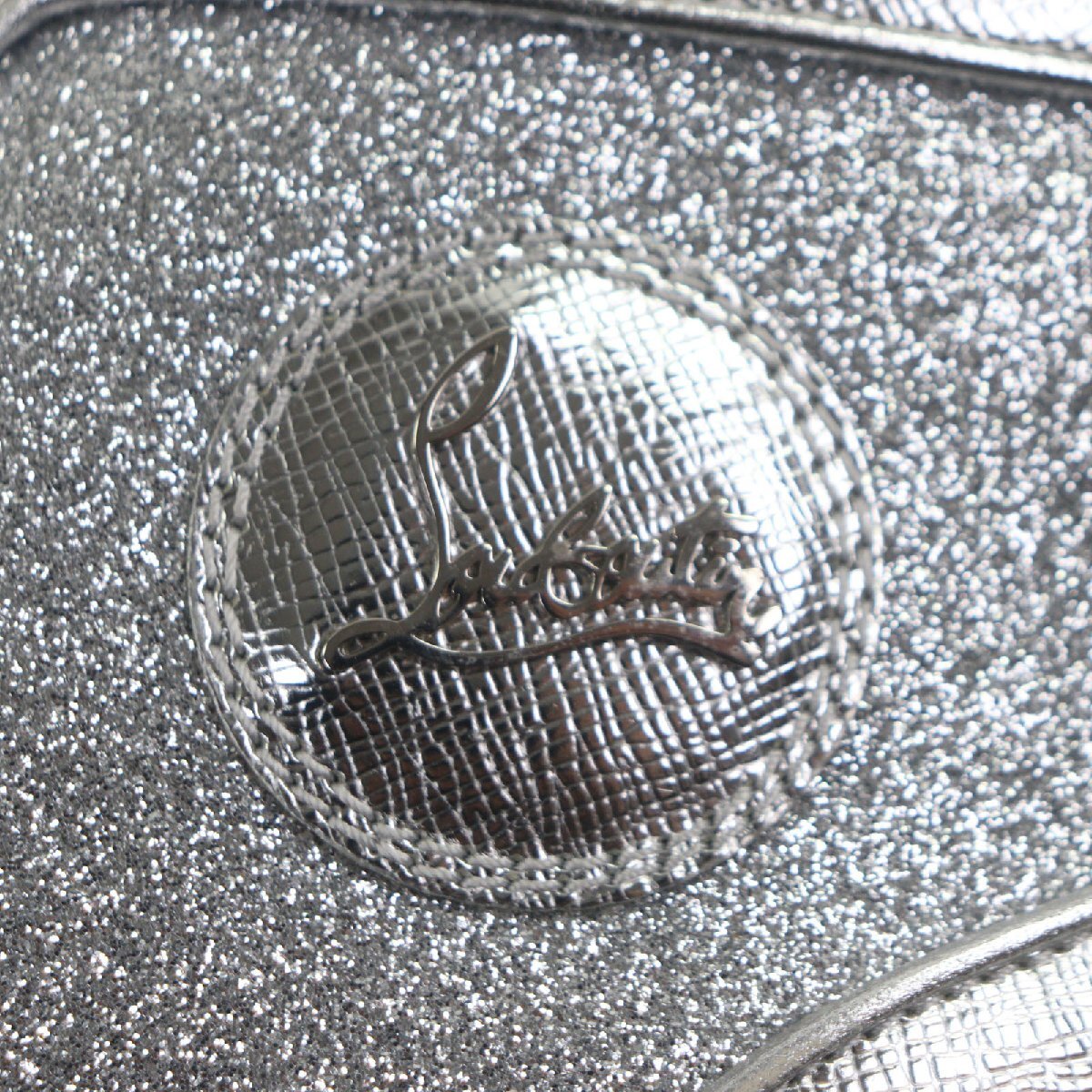 極美品▼Christian Louboutin クリスチャンルブタン LOUIS MAX FLAT レザー グリッター クリスタル スパイク ハイカットスニーカー 41.5_画像7