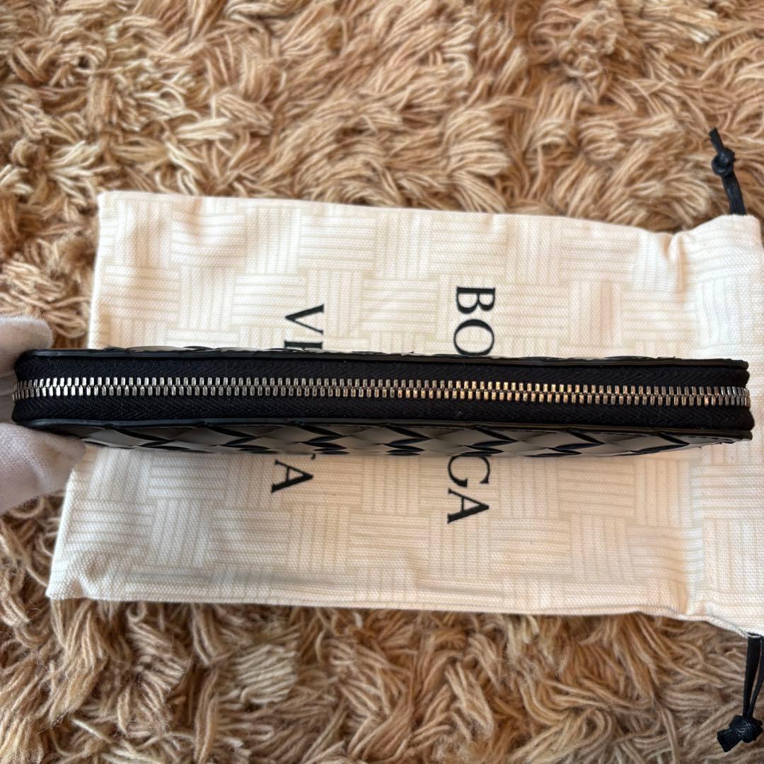 【未使用】ボッテガベネタ イントレチャート 長財布 ラウンドジップ ブラック_画像3