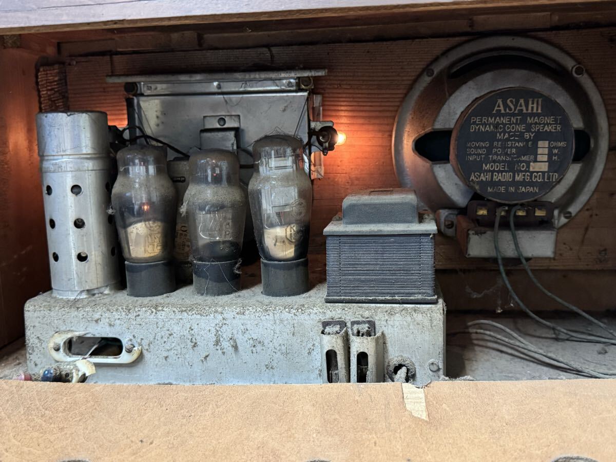 真空管ラジオ/木製キャビネット・スピーカー　アンティック 昭和レトロ　現状品　ジャンク品_画像7