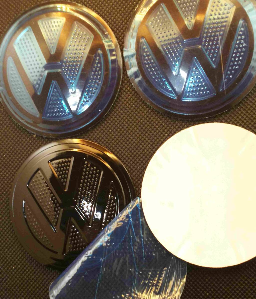 VW フォルクスワーゲン 65mm フルブラック 4こ ステッカー ホイールキャップ アップ タイプⅱ アルテオン シロッコ シャラン トゥアレグ_画像2