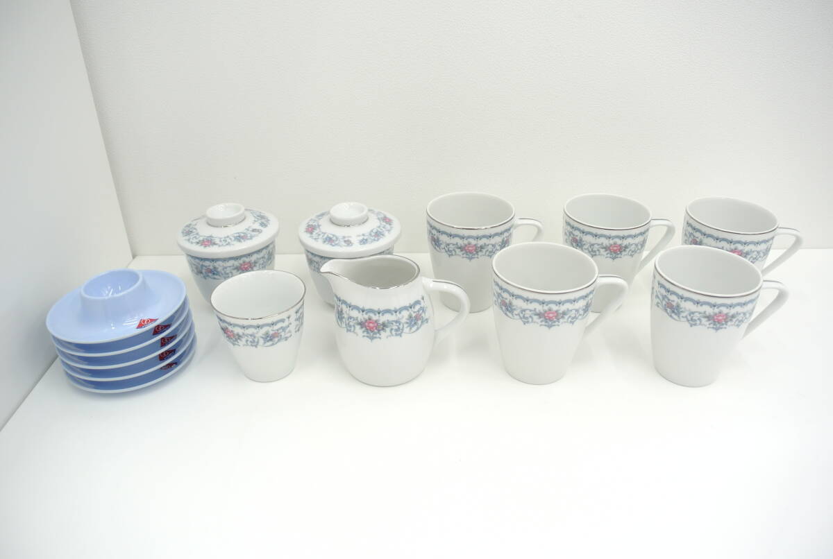 1517 ブランド祭 食器祭 ノリタケ ロマンブルー 食器おまとめ カップ 湯呑 蓋付カップ クリーマー メラミン エッグカップ Noritake_画像1