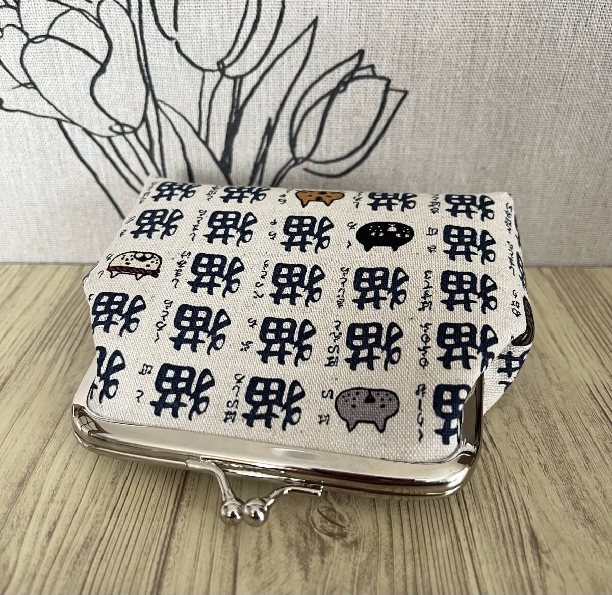 がま口 ポーチ / 財布 / 小物入れ / ハンドメイド ☆漢字猫・11_画像3