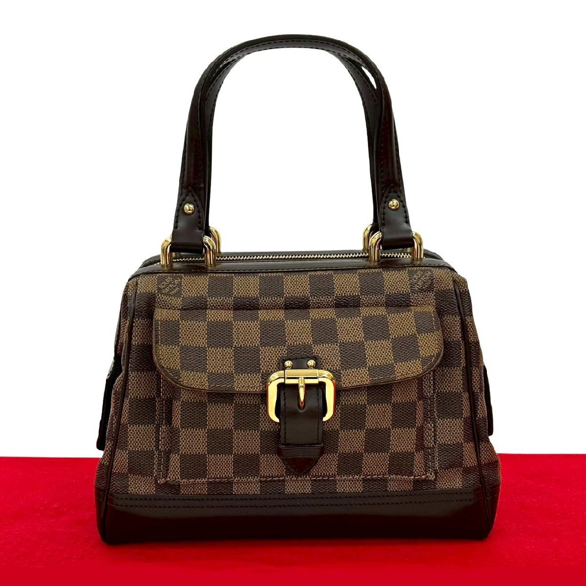 極 美品 LOUIS VUITTON ルイヴィトン ナイツ ブリッジ ダミエ レザー 本革 ハンドバッグ トートバッグ ボストンバッグ ブラウン 19433_画像1