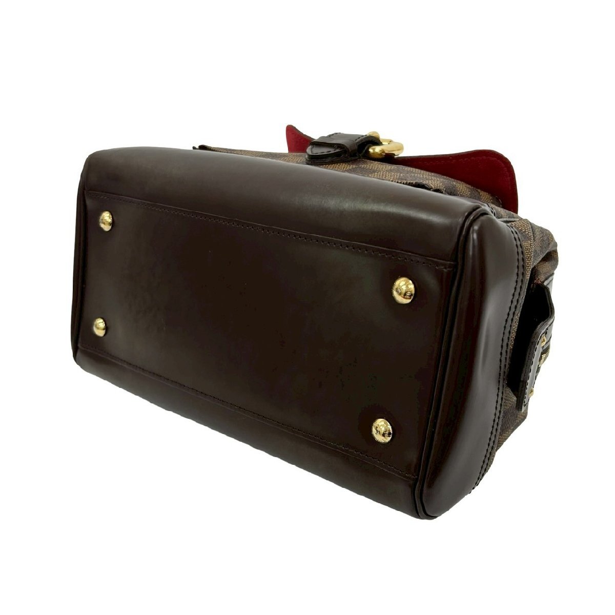 極 美品 LOUIS VUITTON ルイヴィトン ナイツ ブリッジ ダミエ レザー 本革 ハンドバッグ トートバッグ ボストンバッグ ブラウン 19433_画像9