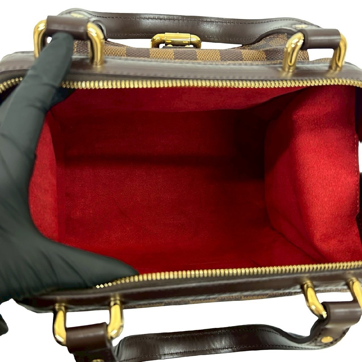 極 美品 LOUIS VUITTON ルイヴィトン ナイツ ブリッジ ダミエ レザー 本革 ハンドバッグ トートバッグ ボストンバッグ ブラウン 19433_画像10