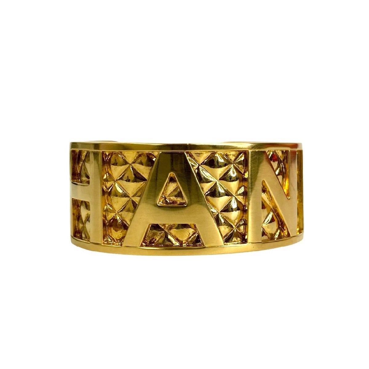 極 美品 コメあり 97A CHANEL シャネル ヴィンテージ マトラッセ ロゴ モチーフ GP バングル ブレスレット アクセサリー ゴールド 69632_画像5