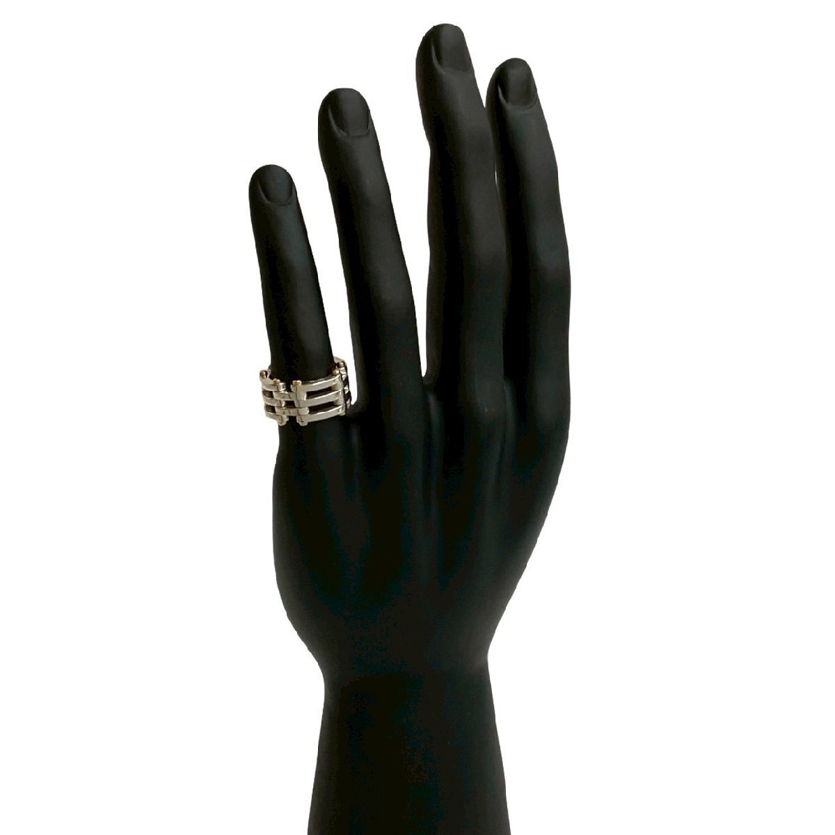 極 美品 TIFFANY&Co. ティファニー ゲートリング シルバー925 K18ゴールド 指輪 12号 メンズ アクセサリー シルバー ゴールド 66492_画像2