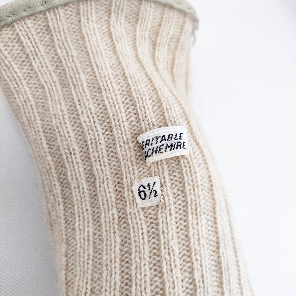 5-1117T◎HERMES レザー/カシミヤ Hロゴ サイズ6 1/2 手袋 ベージュ エルメス 268782_画像5