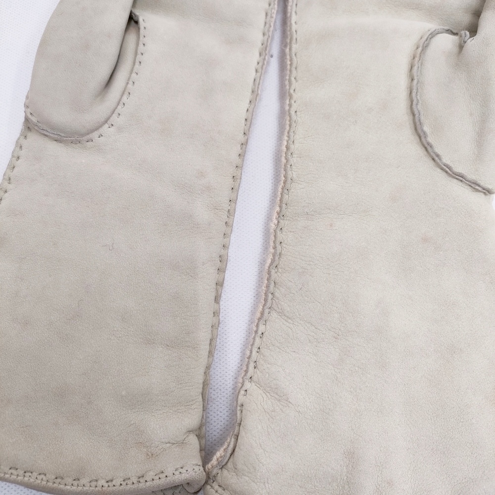 5-1117T◎HERMES レザー/カシミヤ Hロゴ サイズ6 1/2 手袋 ベージュ エルメス 268782_画像7