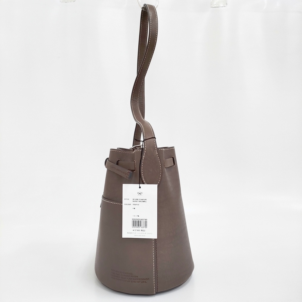 5-1121G♪Anya Hindmarch 未使用品 return to nature bucket bag small 定127600円 バケットバッグ グレージュ アニヤハインドマーチ275745_画像2