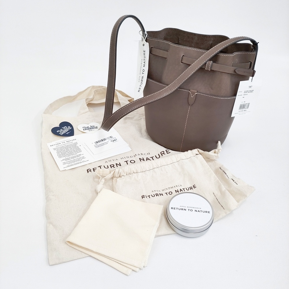 5-1121G♪Anya Hindmarch 未使用品 return to nature bucket bag small 定127600円 バケットバッグ グレージュ アニヤハインドマーチ275745_画像6