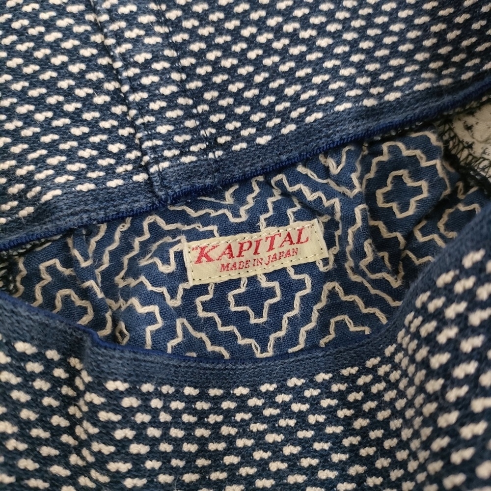 5-1128G♪KAPITAL BORO 藍染 刺繍 刺し子 シモキタパンツ K2005LP171 サイズ2/M サルエルパンツ 20SS ネイビー ホワイト キャピタル 276200_画像3