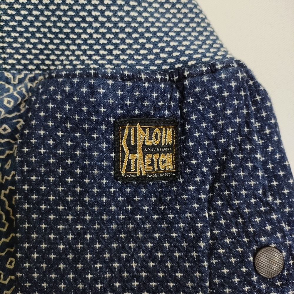 5-1128G♪KAPITAL BORO 藍染 刺繍 刺し子 シモキタパンツ K2005LP171 サイズ2/M サルエルパンツ 20SS ネイビー ホワイト キャピタル 276200_画像4