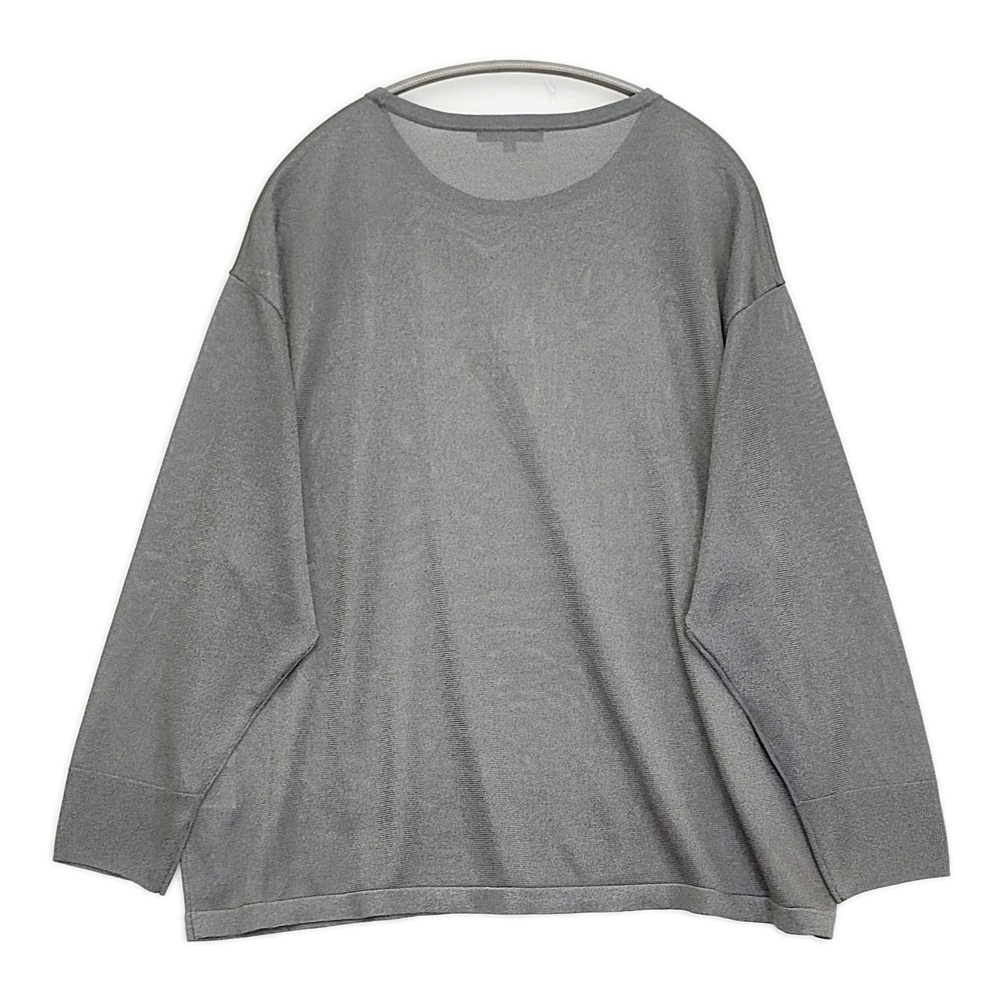 5-1128M♪自由区 【洗える】シャイニールレックス ニット サイズ44 定価20020円 KRWRCA0356 シアー ニット グレー 自由区 276196_画像2