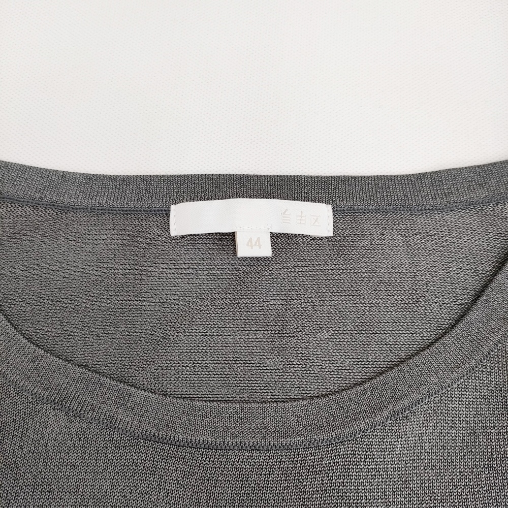 5-1128M♪自由区 【洗える】シャイニールレックス ニット サイズ44 定価20020円 KRWRCA0356 シアー ニット グレー 自由区 276196_画像3