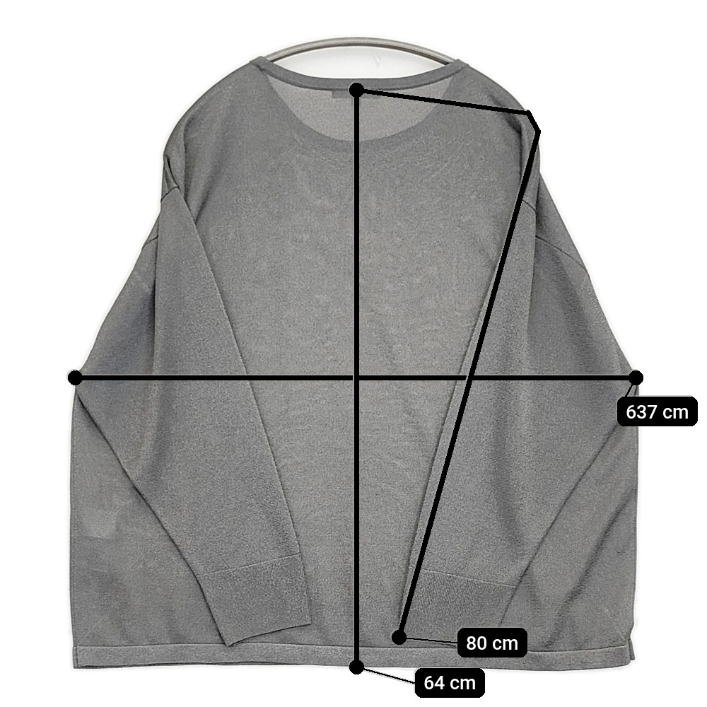 5-1128M♪自由区 【洗える】シャイニールレックス ニット サイズ44 定価20020円 KRWRCA0356 シアー ニット グレー 自由区 276196_画像5