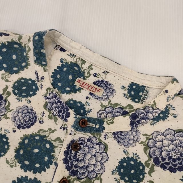 5-1124M∞KAPITAL K1409LC165 ヘンプ天竺ロックウェルプリント ヘンリーT 長袖Ｔシャツ カットソー ロンＴ オフホワイト キャピタル 268718_画像3