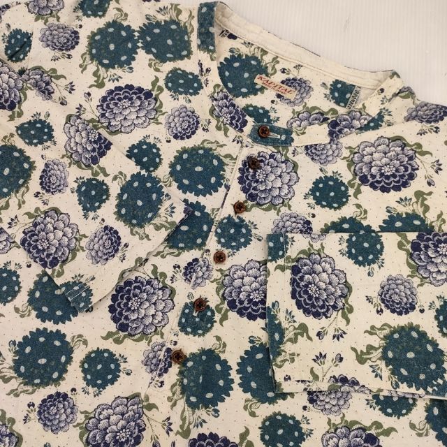 5-1124M∞KAPITAL K1409LC165 ヘンプ天竺ロックウェルプリント ヘンリーT 長袖Ｔシャツ カットソー ロンＴ オフホワイト キャピタル 268718_画像4