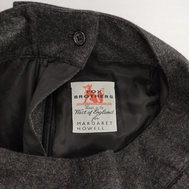 5-1126T∞MARGARET HOWELL/FOX BROTHERS FLANNEL SKIRT スカート チャコールグレー マーガレットハウエル/フォックスブラザーズ 273077_画像3