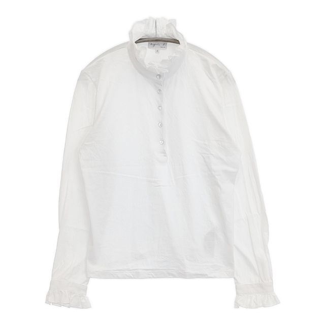 5-1126M∞agnes b. フリル カットソー サイズ3 プルオーバー ブラウス シャツ ホワイト アニエスベー 268581_画像1