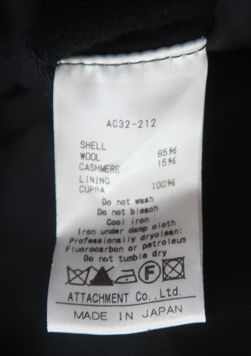 ATTACHMENT アタッチメント カシミヤ混平二重 メルトン シングル チェスターコート　1_画像8