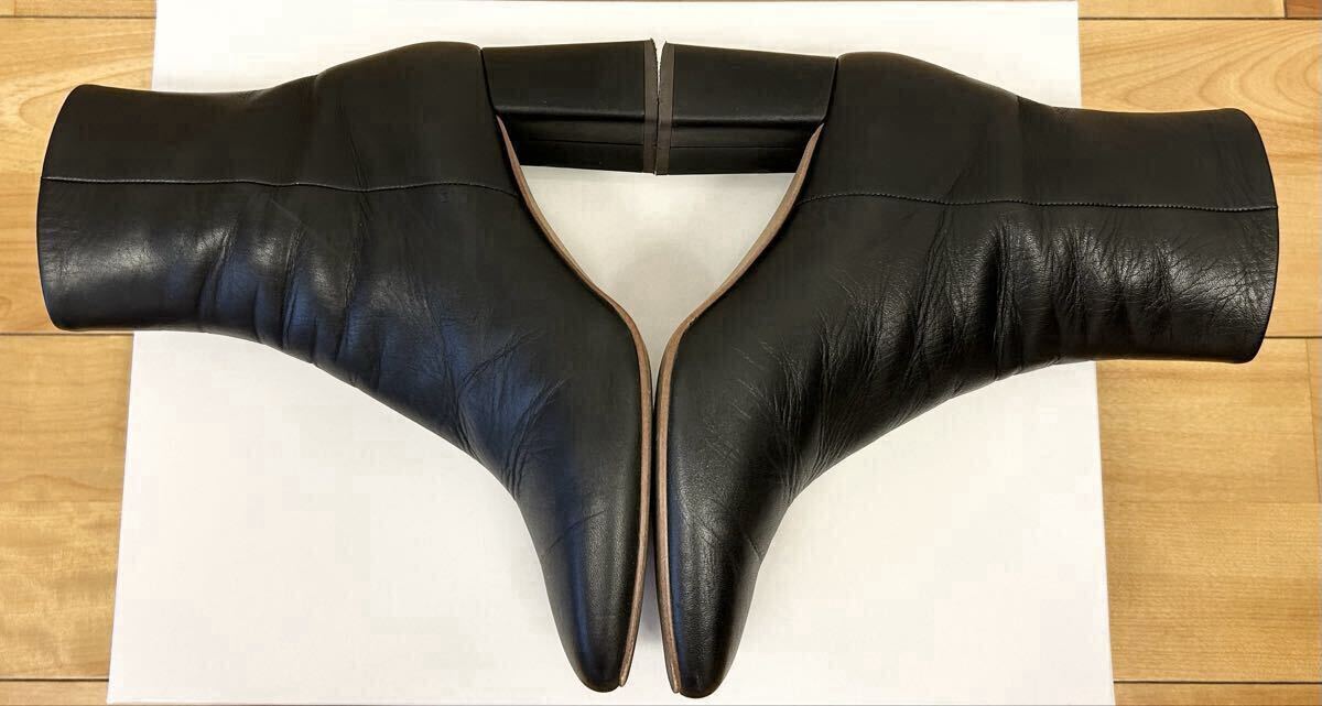 ダイアナ★ショートブーツ 黒 ブラック 22.5センチ スクエア 太ヒール 定番 レディース 靴 本革 レザー_画像5