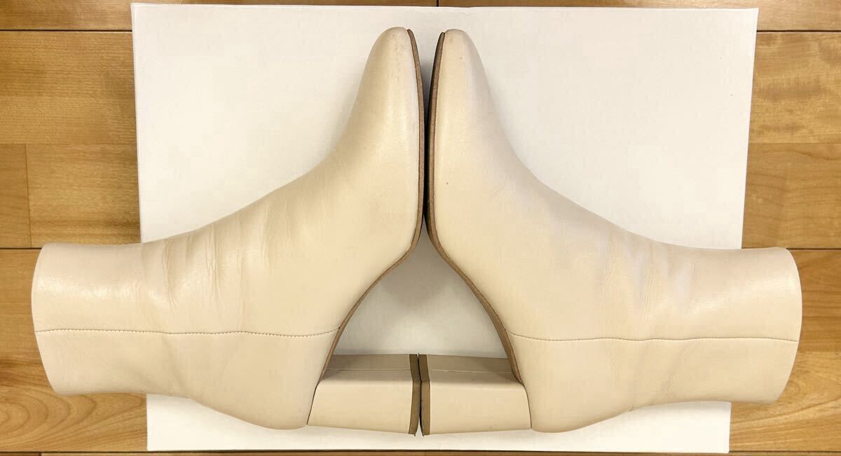 ダイアナ★ショートブーツ ライトベージュ 22.5センチ スクエア 太ヒール 定番 レディース 靴 本革 レザー_画像5