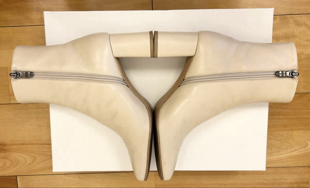 ダイアナ★ショートブーツ ライトベージュ 22.5センチ スクエア 太ヒール 定番 レディース 靴 本革 レザー_画像4